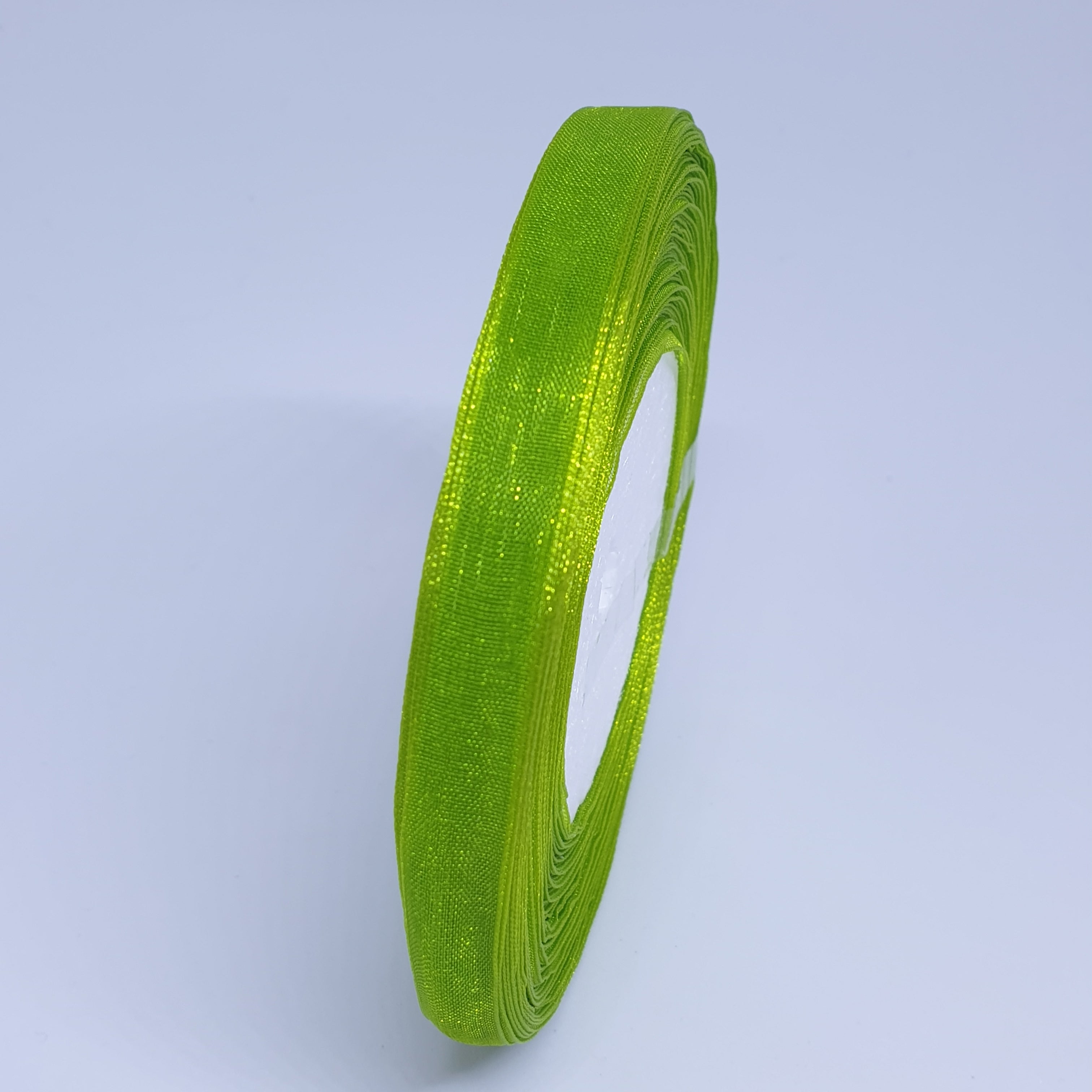 MajorCrafts 10mm 45metres Lime Green Sheer Organza Fabric Ribbon Roll R95
