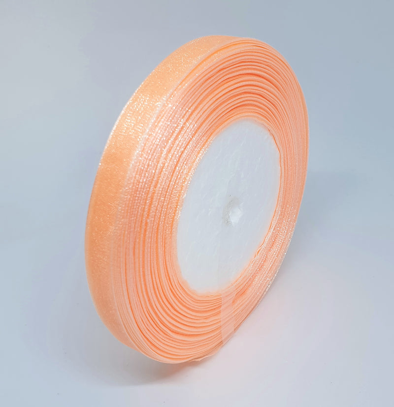 MajorCrafts 10mm 45metres Peach Champagne Sheer Organza Fabric Ribbon Roll R97
