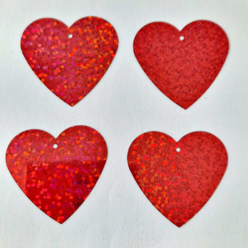 MajorCrafts 35mm 30grams 100pcs Red Holographic Large Heart PVC Sequins