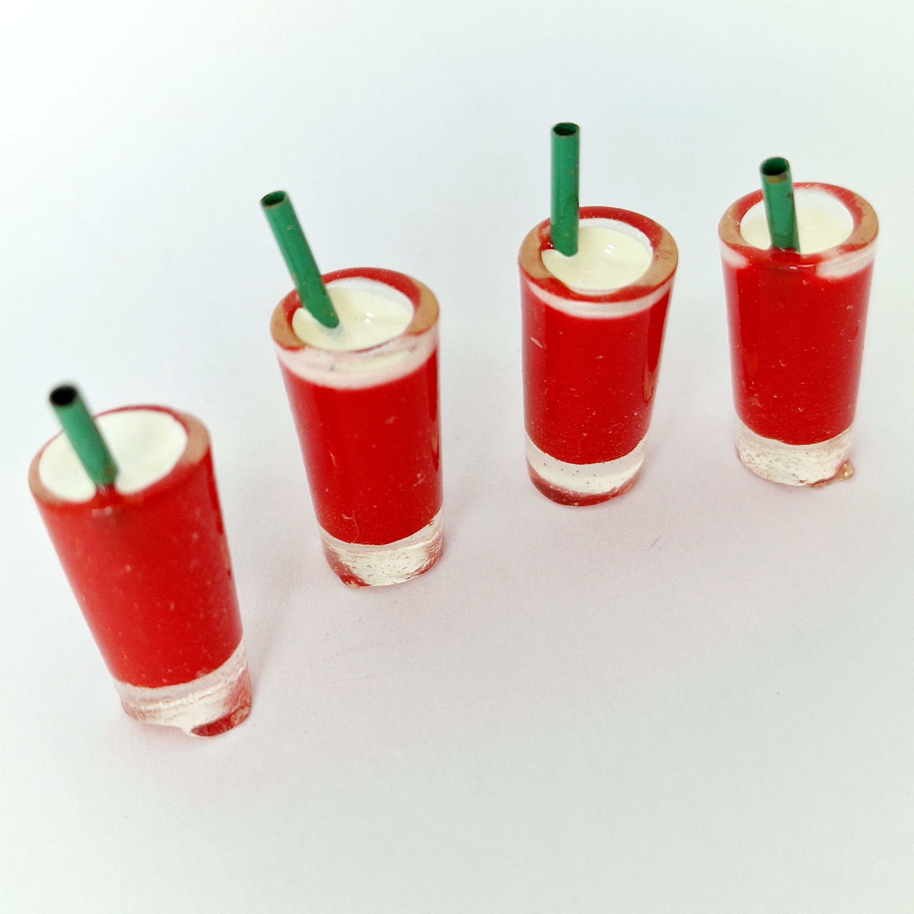 MajorCrafts 6pcs 20mm x 10mm Red Miniature Drink DIY Kawaii Cabochons