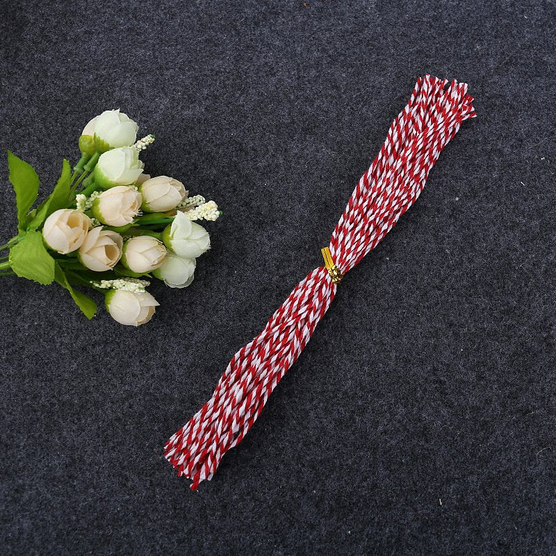 MajorCrafts 100pcs x 25cm Red & White Gift Tag Twine Cotton Rope (1.5mm thick)