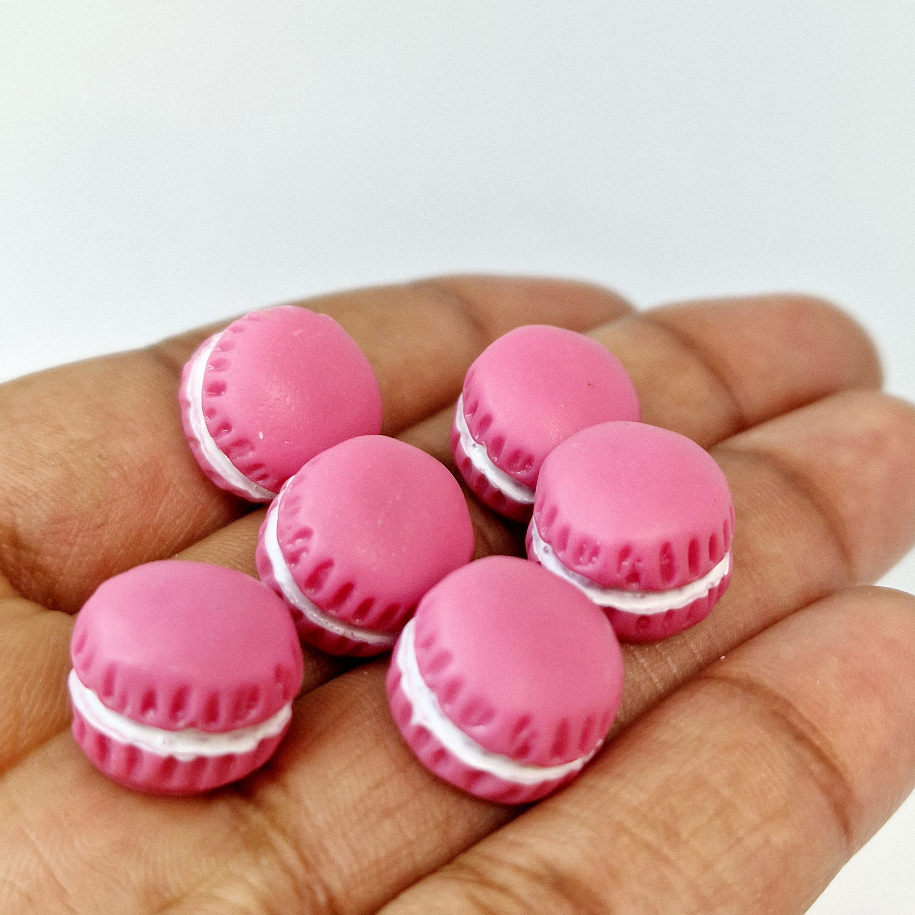 MajorCrafts 6pcs 13mm Rose Pink Flat Back Miniature Cookies and Cream Kawaii Cabochons