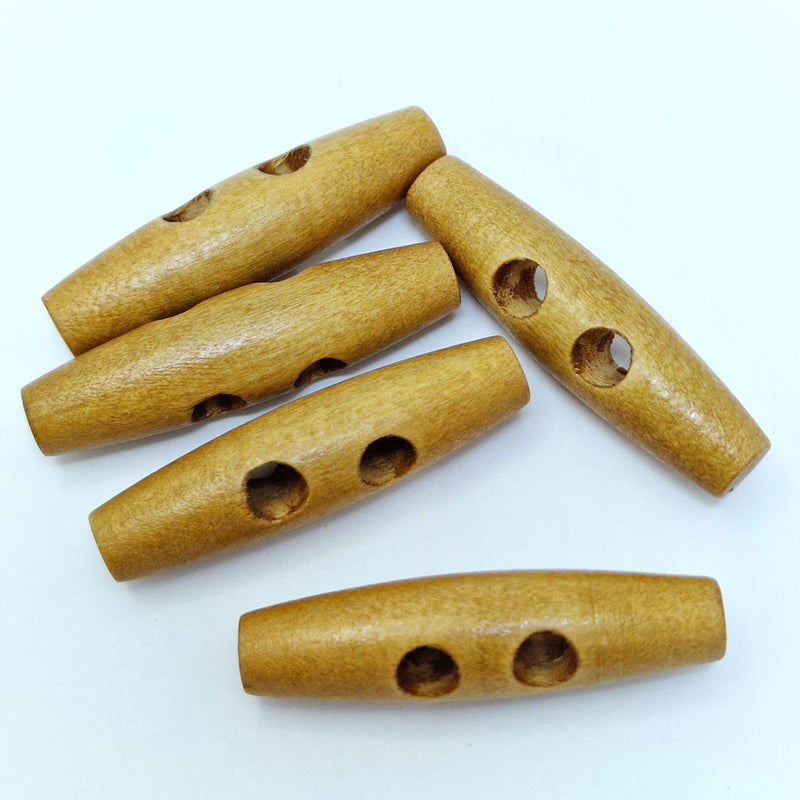 MajorCrafts 8pcs 60mm Sand Brown 2 Holes Oval Shape Large Sewing Toggle Wood Buttons