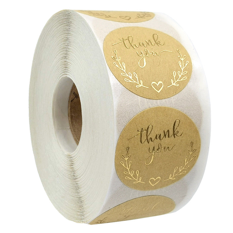 MajorCrafts 500 Labels per roll 2.5cm 1" Brown & Gold 'Thank you' Printed Round Stickers V008