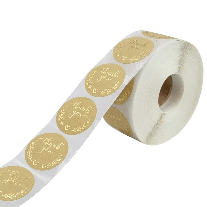 MajorCrafts 500 Labels per roll 2.5cm 1" Brown & Gold 'Thank you' Printed Round Stickers V008