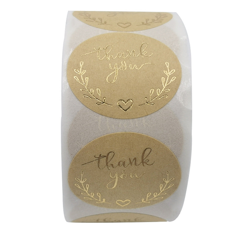 MajorCrafts 500 Labels per roll 2.5cm 1" Brown & Gold 'Thank you' Printed Round Stickers V008