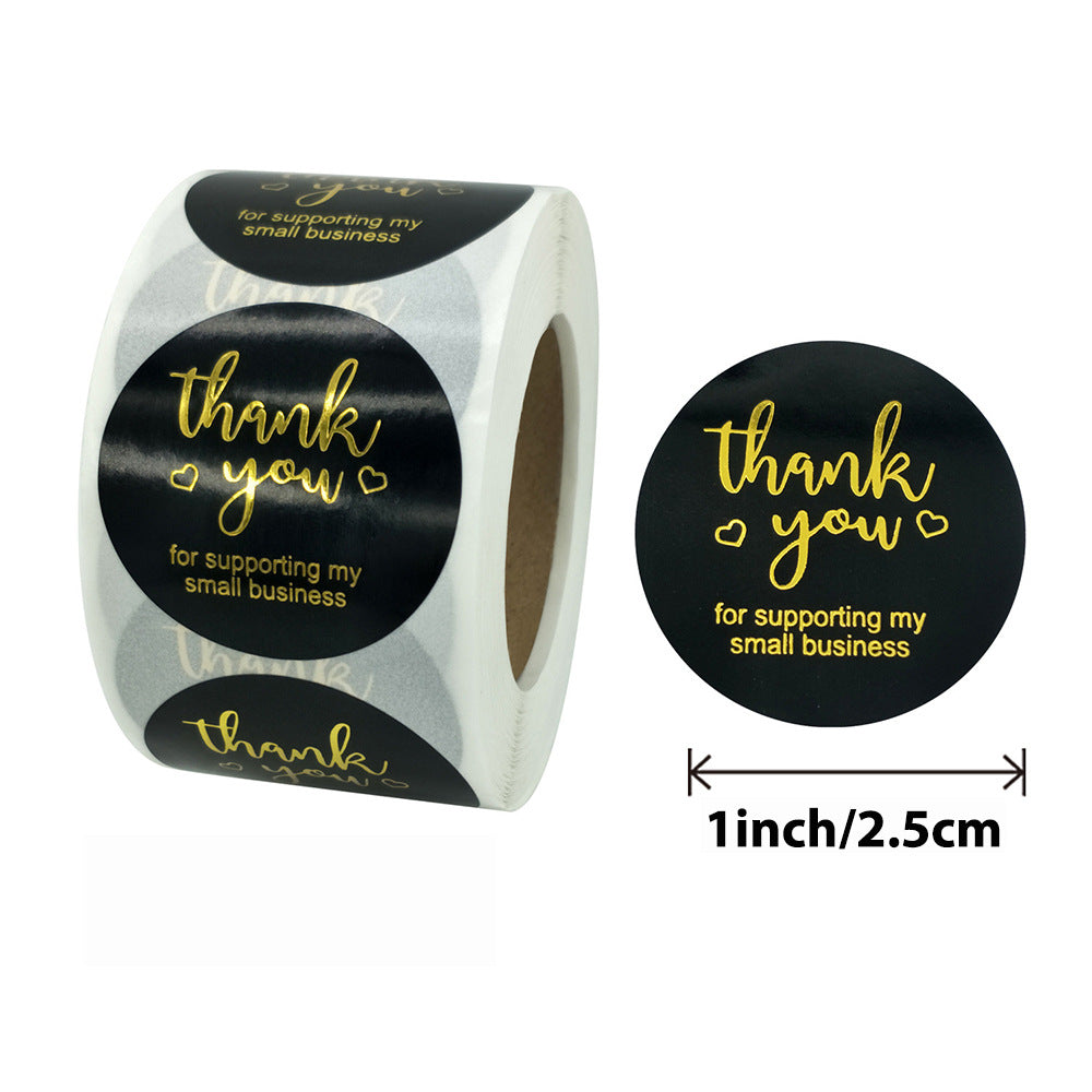 MajorCrafts 500 Labels per roll 2.5cm 1" wide Black & Gold 'Thank You For Supporting my Small Business' Printed Round Stickers V010