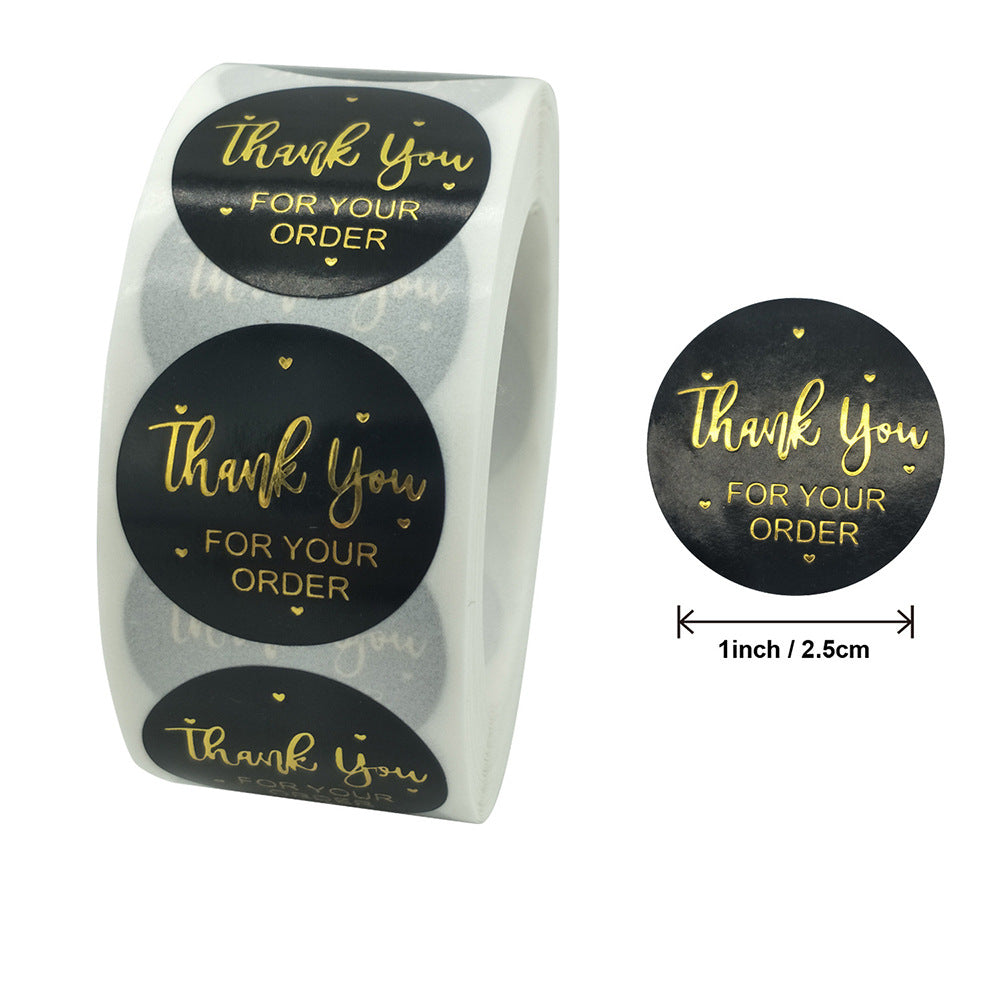 MajorCrafts 500 Labels per roll 2.5cm 1" wide Black & Gold 'Thank You For Your Order' Printed Round Stickers V014