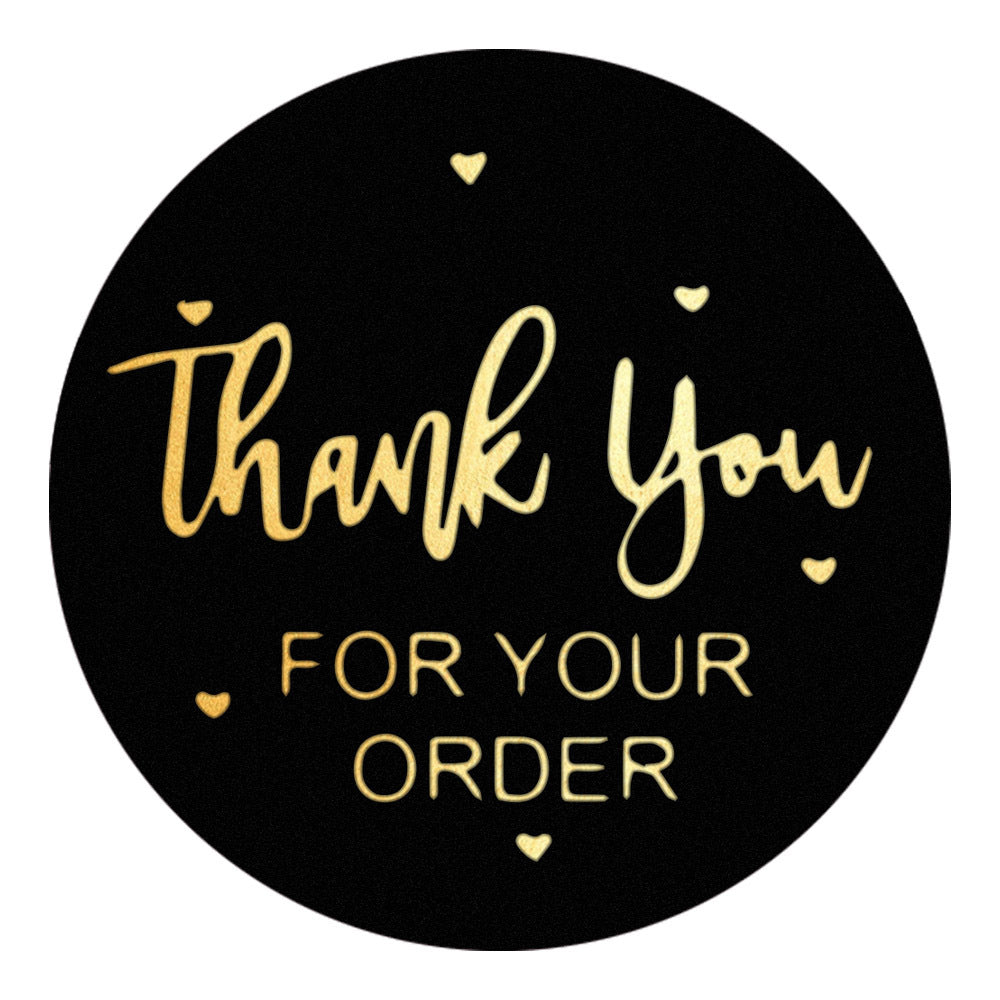 MajorCrafts 500 Labels per roll 2.5cm 1" wide Black & Gold 'Thank You For Your Order' Printed Round Stickers V014