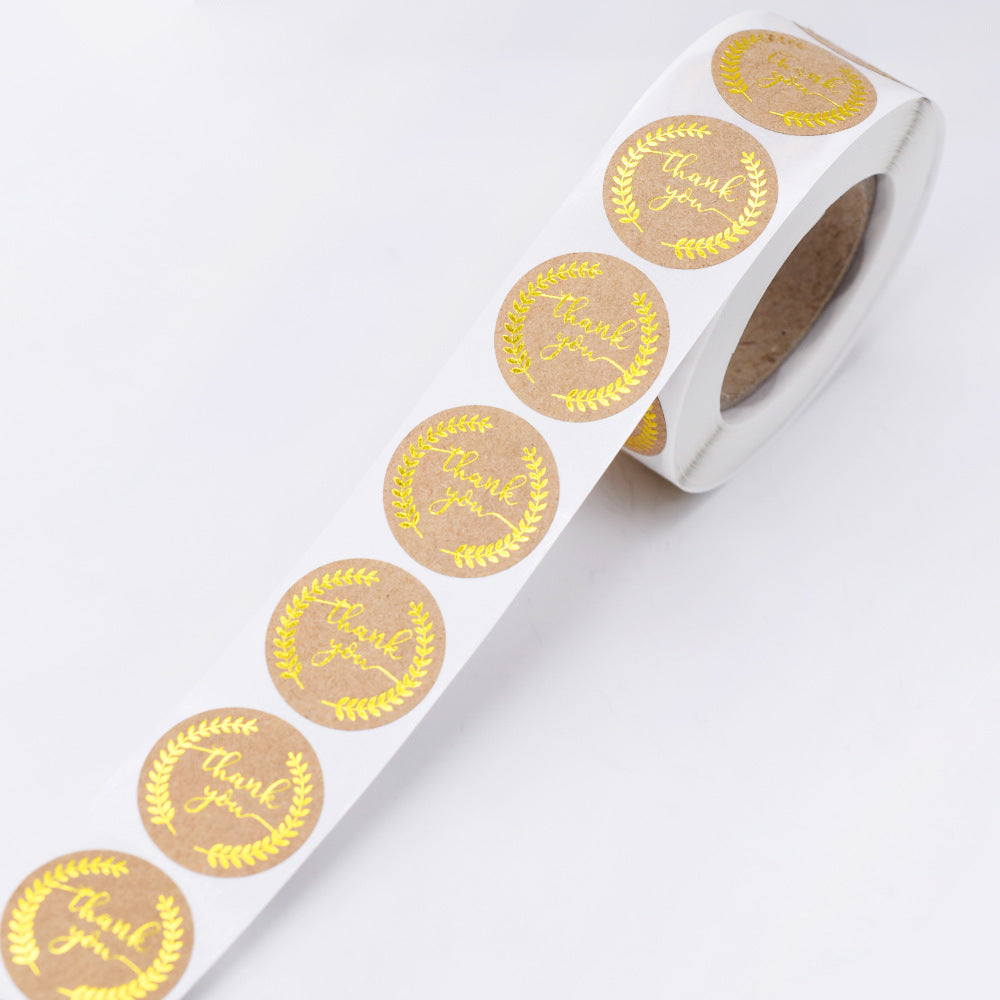 MajorCrafts 500 Labels per roll  2.5cm 1" wide Brown & Gold 'Thank You' Printed Round Stickers V026