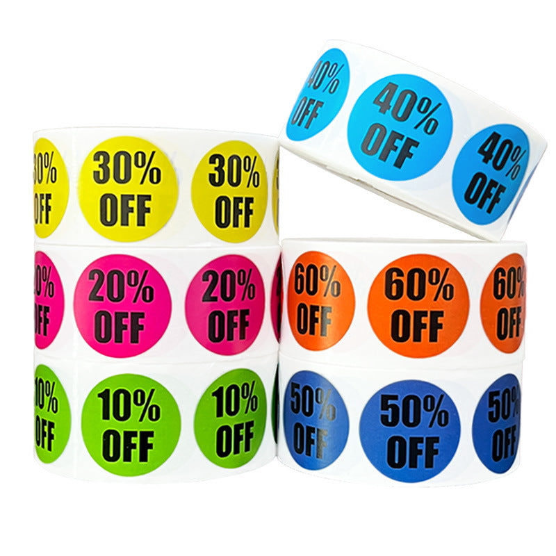 MajorCrafts 500 Labels per roll 2.5cm 1" Pink & Black '20% OFF' Sale Printed Round Stickers V028