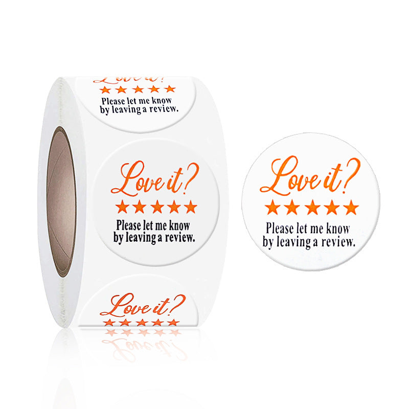 MajorCrafts 2.5cm 1" Orange & Black 'Leave a Review Request' Printed Round Sticker Labels V071