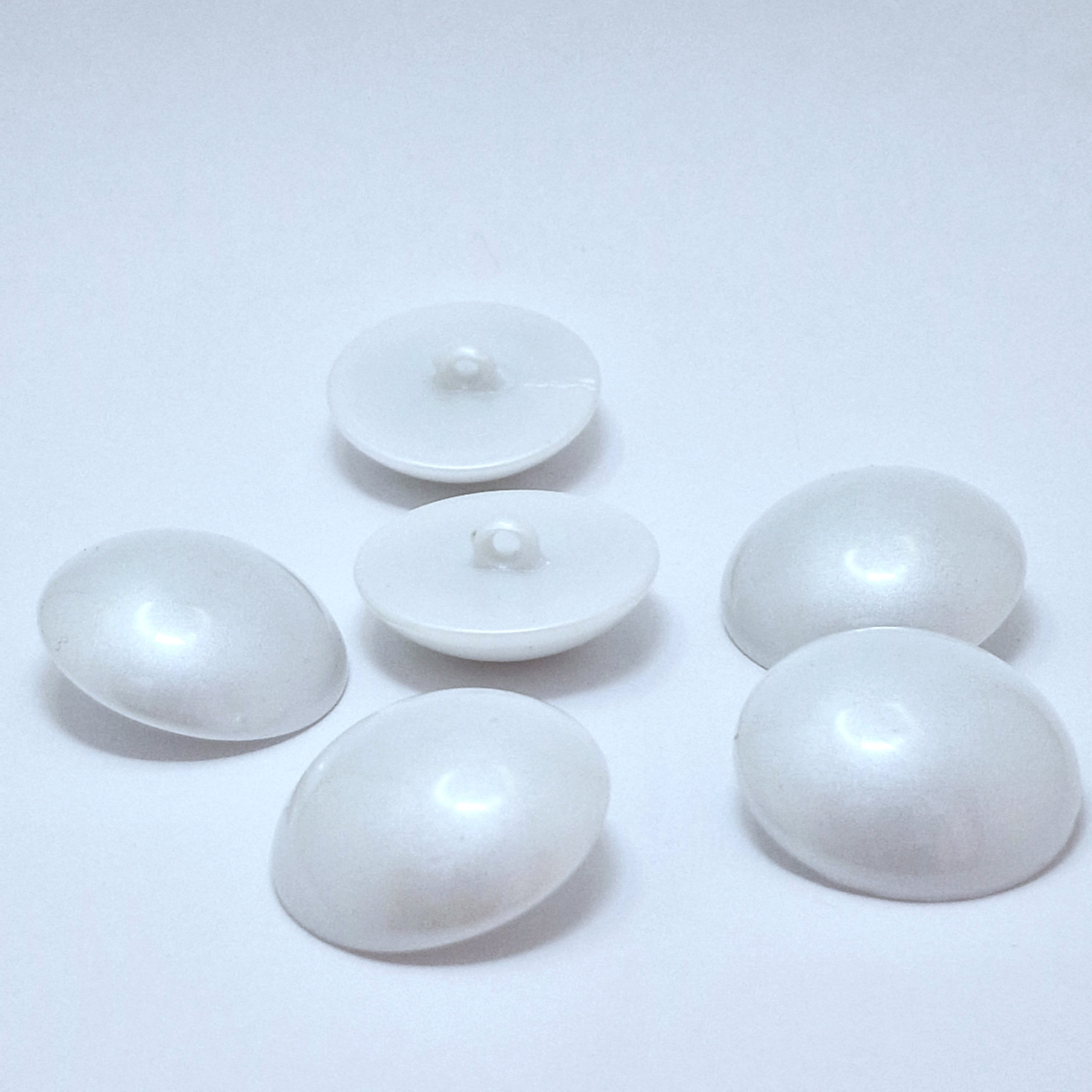 MajorCrafts 6pcs 30mm White 1-Hole Shank Acrylic Round Large Mushroom Buttons