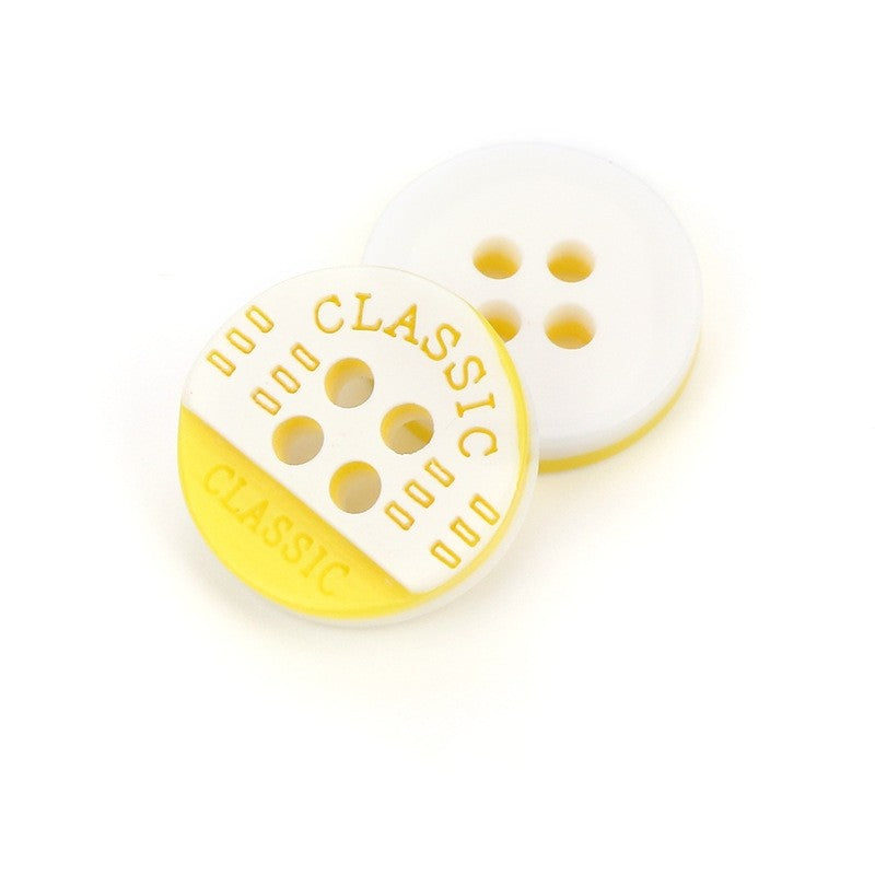 MajorCrafts 40pcs 12.5mm Yellow Classic 4 Holes Small Round Resin Sewing Buttons