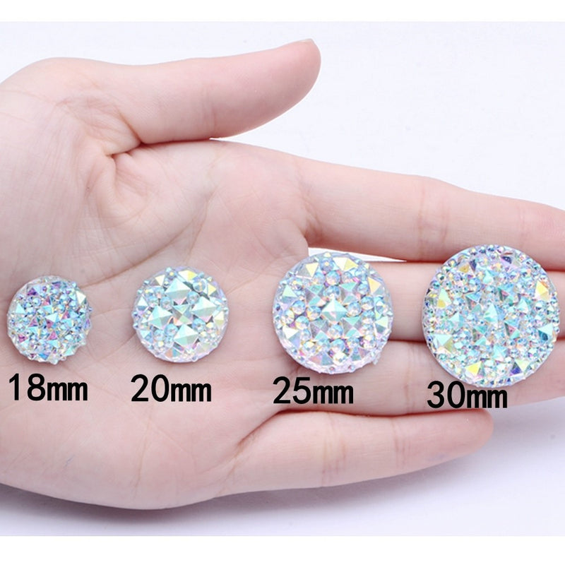 MajorCrafts 20pcs 18mm Crystal AB Multi-Facets Large Round Resin Rhinestones