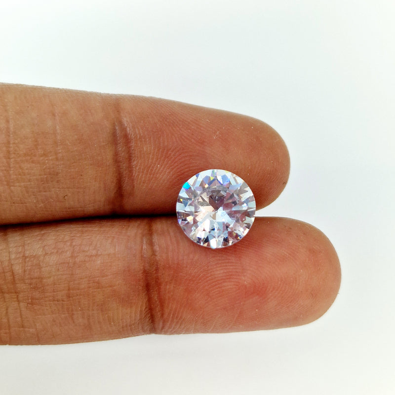 MajorCrafts 4pcs 12mm AAAAA (5A) Crystal Clear Round Point Back Cubic Zirconia Stones