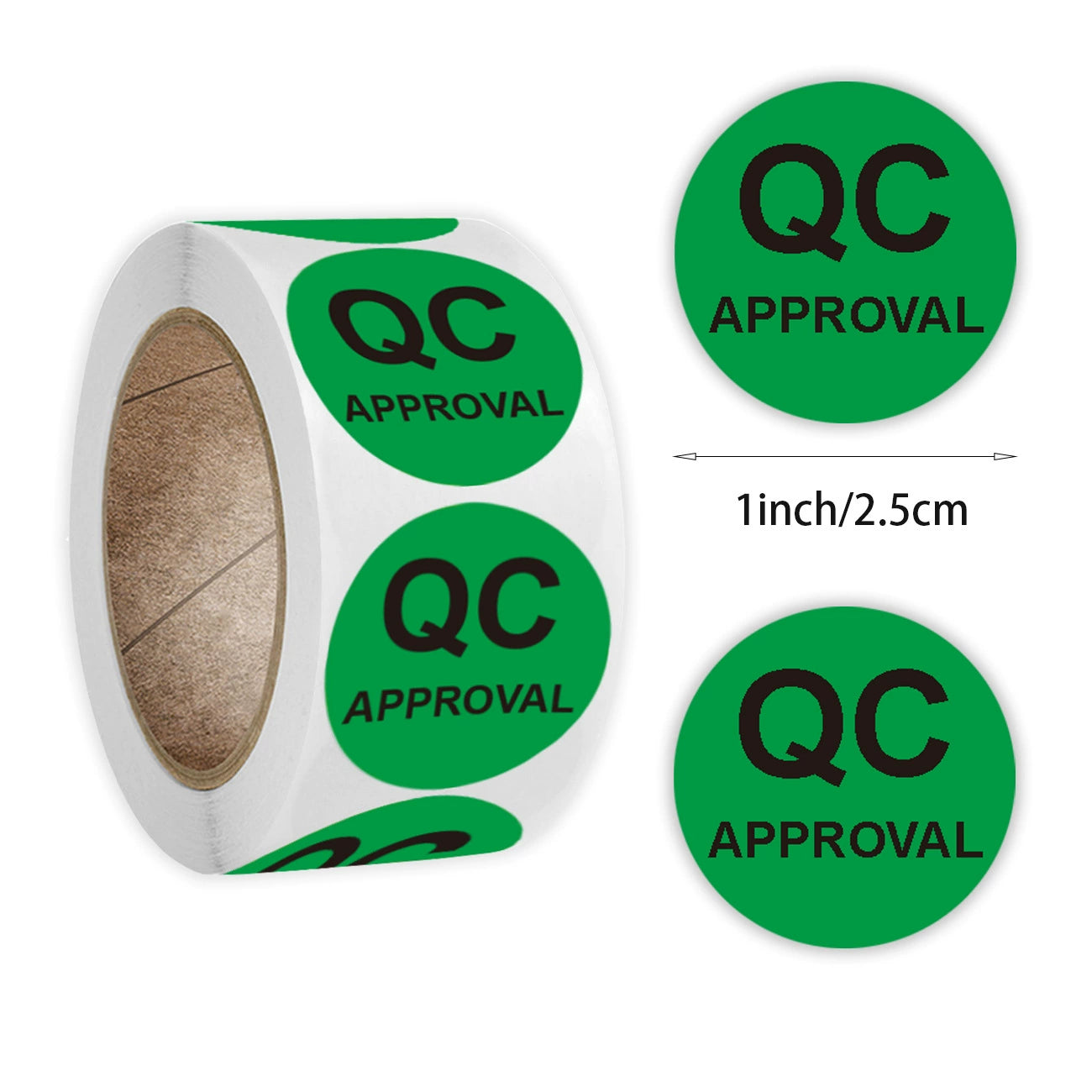 MajorCrafts 500 Labels per roll 2.5cm 1" QC Quality Control Round Stickers