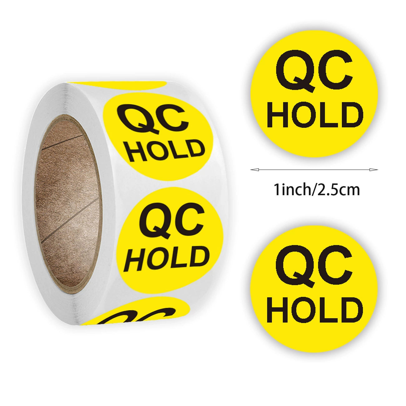 MajorCrafts 500 Labels per roll 2.5cm 1" QC Quality Control Round Stickers