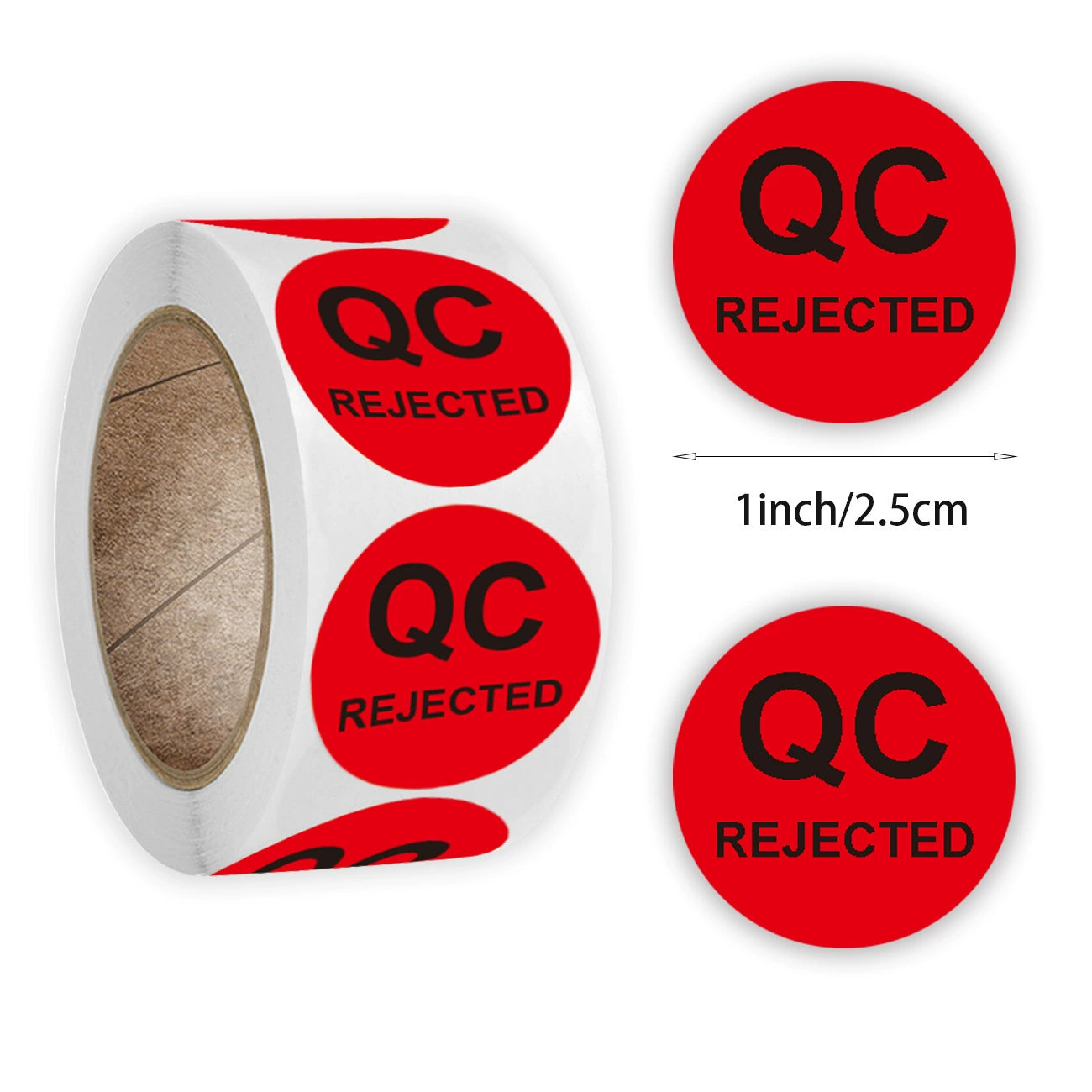 MajorCrafts 500 Labels per roll 2.5cm 1" QC Quality Control Round Stickers