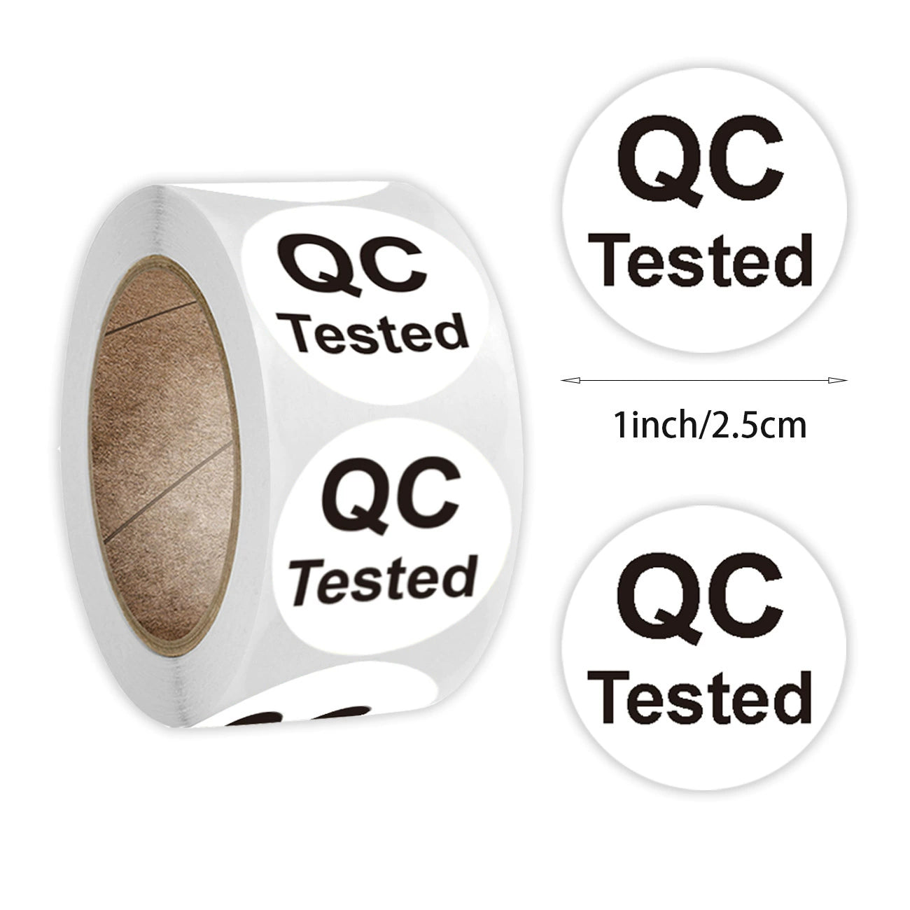 MajorCrafts 500 Labels per roll 2.5cm 1" QC Quality Control Round Stickers